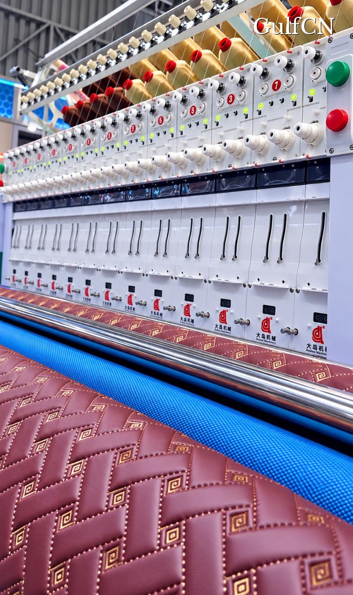 Industrial quilting line inspected in China for an Abu Dhabi brief