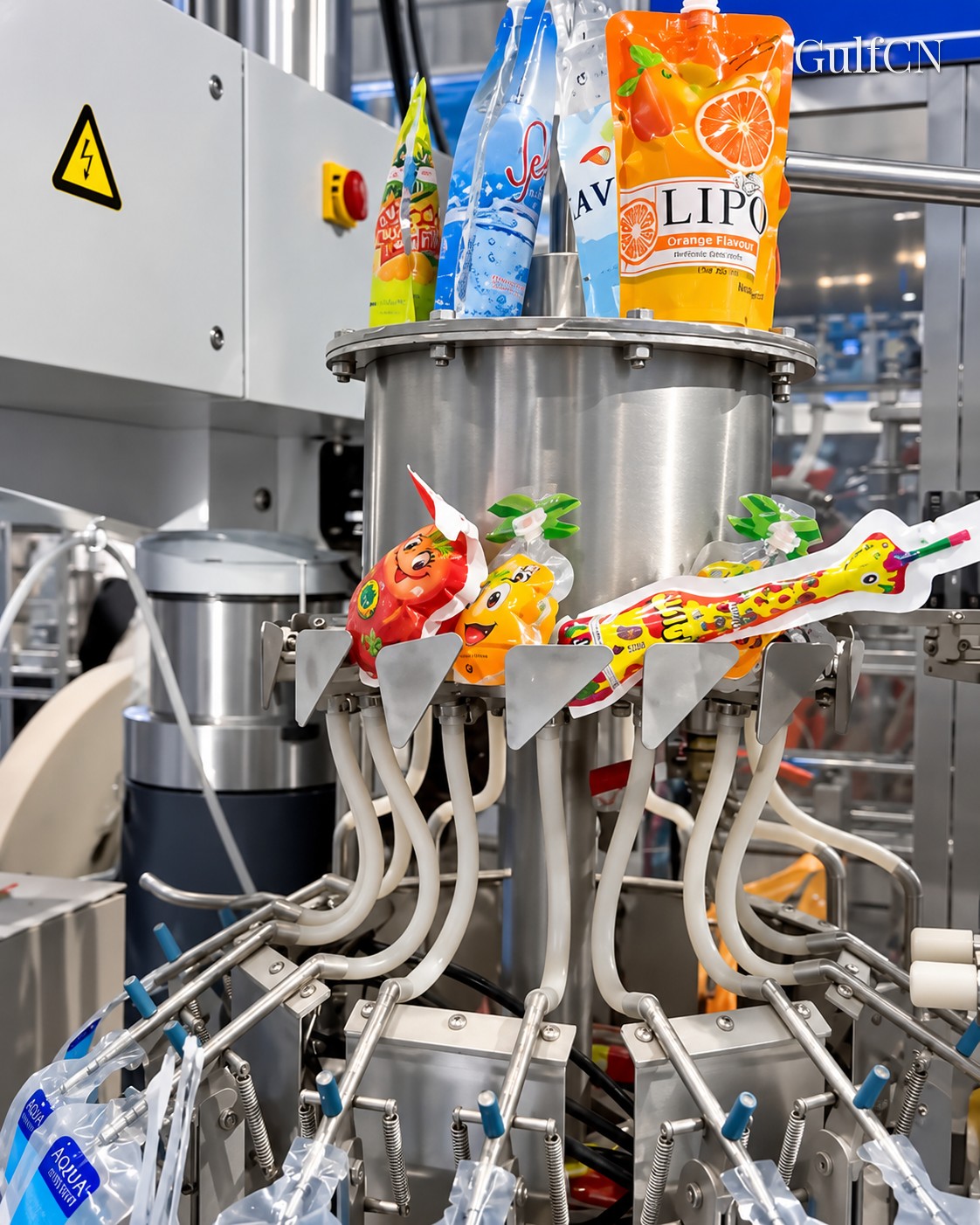 Automatic pouch filling line checked in China for a Sharjah manufacturer