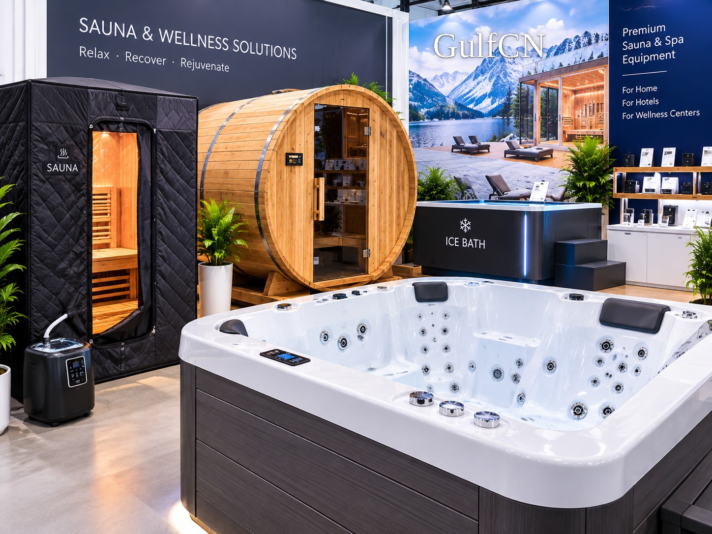 Jacuzzi spa tub reviewed at an industry exhibition in China