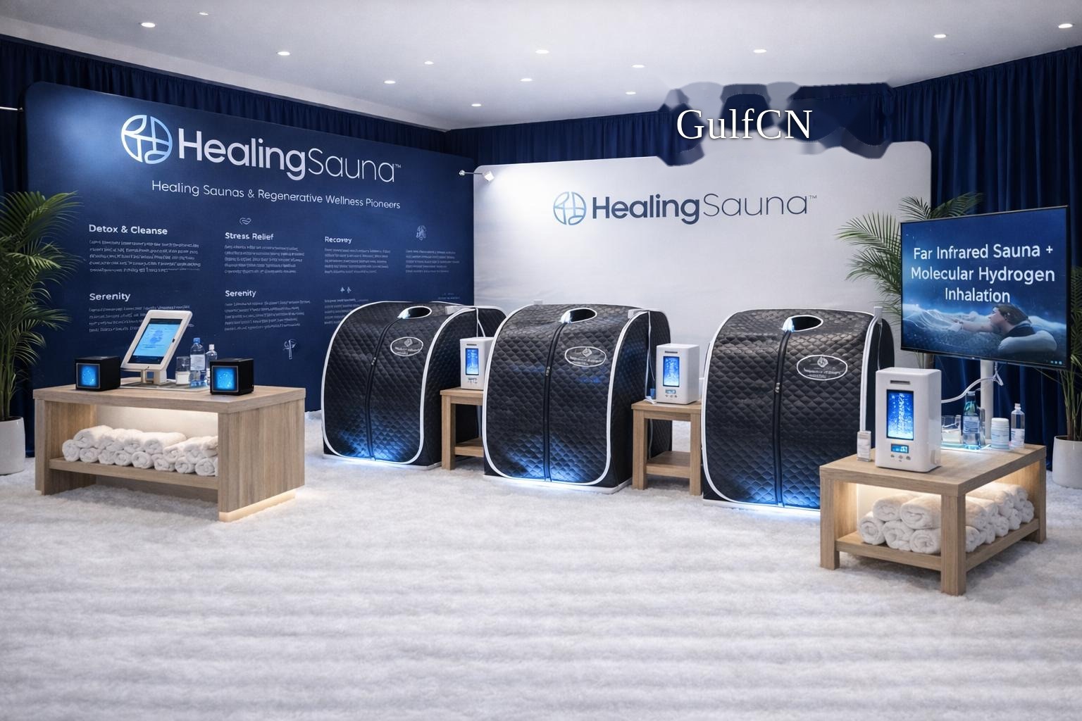 Portable infrared sauna at an industry exhibition in China