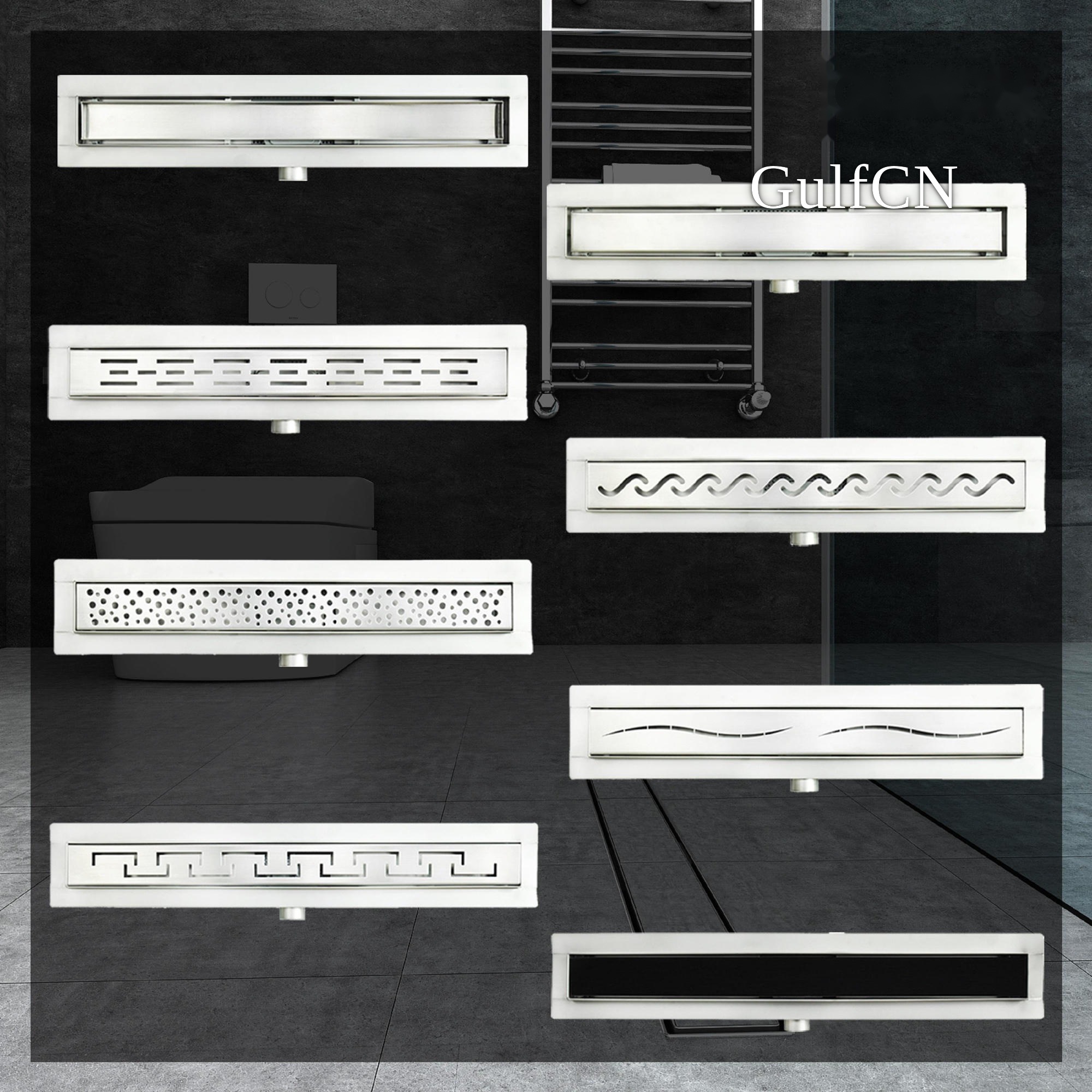 Stainless steel drain and fixture range at a Chinese exhibition